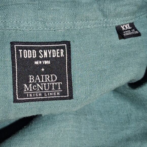 Todd Snyder Baird McNutt Irish Linen Shirt Men's XXL Light Green Woven Classic - Picture 2 of 7